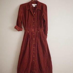 vintage All Week Long midi corduroy dress 4 pockets prairie boho grandmacore